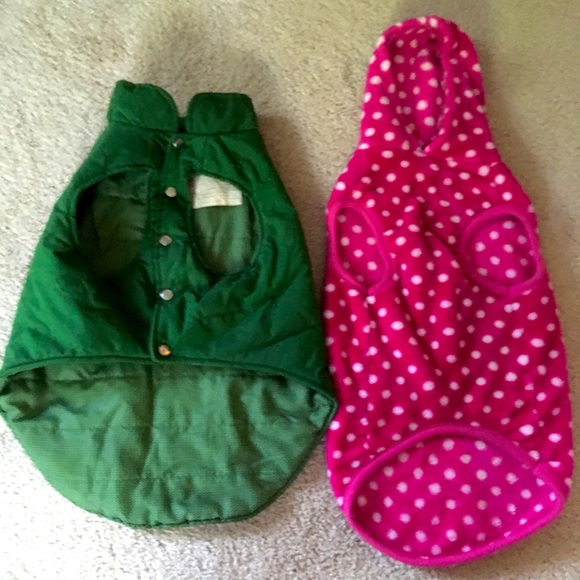 Snap-front Puffer Dog Vest + Dot-fleece Hoodie - Picture 1 of 3